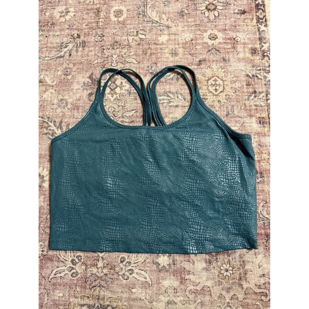 Calvin Klein Performance Teal Metallic Snakeskin Strappy Crop Tank Top XXL - Picture 5 of 7